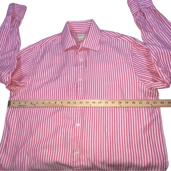 Men’s Michael Kors Red & Pink Herringbone Button Down Cotton Shirt - Large - Picture 3 of 11
